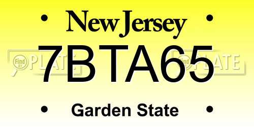 7BTA65 New Jersey License Plate