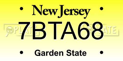 7BTA68 New Jersey License Plate