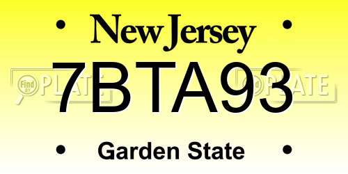 7BTA93 New Jersey License Plate