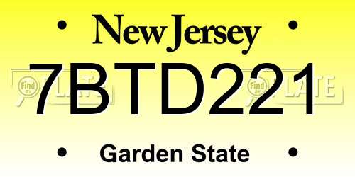 7BTD221 New Jersey License Plate