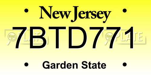 7BTD771 New Jersey License Plate