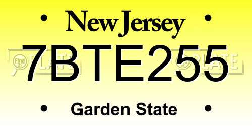 7BTE255 New Jersey License Plate