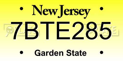 7BTE285 New Jersey License Plate