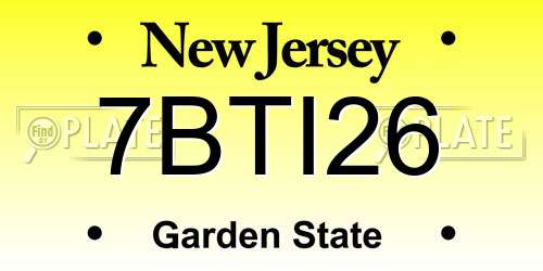 7BTI26 New Jersey License Plate