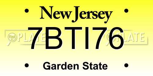 7BTI76 New Jersey License Plate