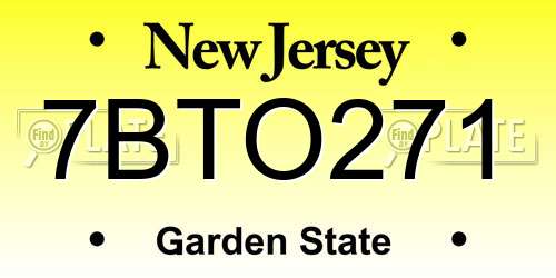 7BTO271 New Jersey License Plate