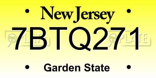 7BTQ271 New Jersey License Plate