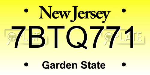 7BTQ771 New Jersey License Plate