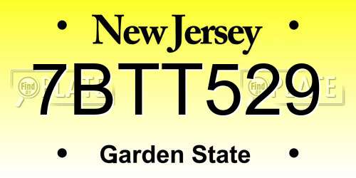 7BTT529 New Jersey License Plate