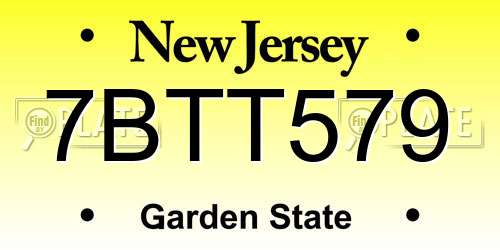 7BTT579 New Jersey License Plate
