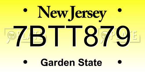 7BTT879 New Jersey License Plate