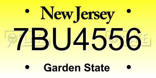 7BU4556 New Jersey License Plate