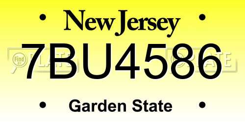 7BU4586 New Jersey License Plate