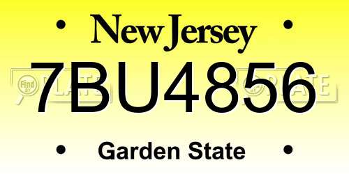 7BU4856 New Jersey License Plate
