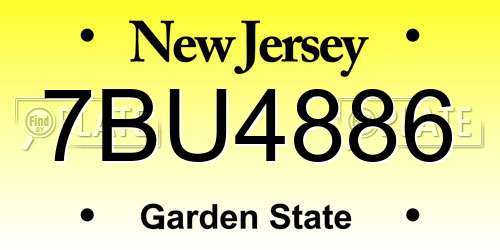 7BU4886 New Jersey License Plate