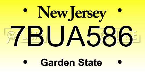 7BUA586 New Jersey License Plate