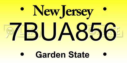 7BUA856 New Jersey License Plate
