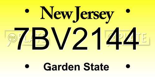 7BV2144 New Jersey License Plate