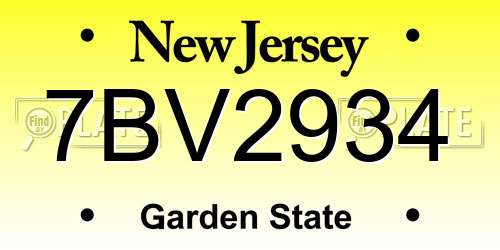 7BV2934 New Jersey License Plate