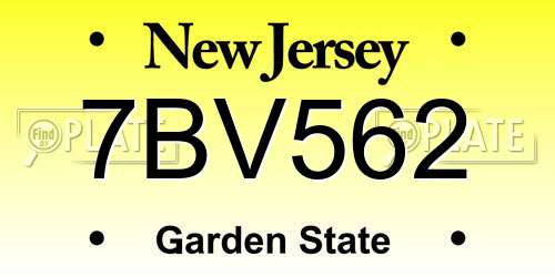 7BV562 New Jersey License Plate