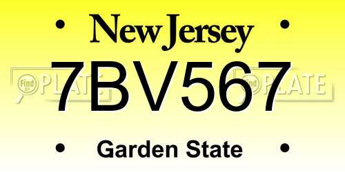 7BV567 New Jersey License Plate