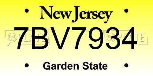 7BV7934 New Jersey License Plate