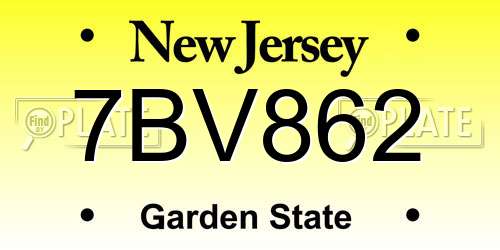 7BV862 New Jersey License Plate