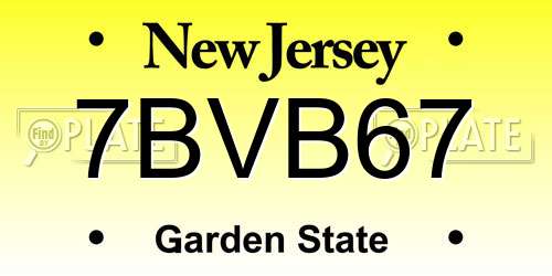 7BVB67 New Jersey License Plate