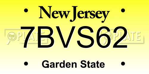 7BVS62 New Jersey License Plate