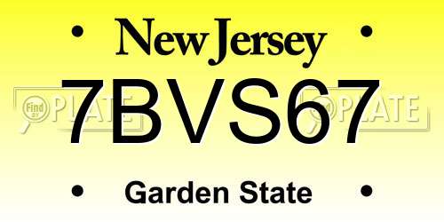 7BVS67 New Jersey License Plate