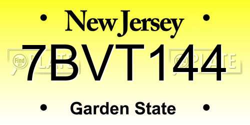 7BVT144 New Jersey License Plate