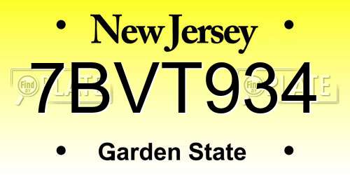 7BVT934 New Jersey License Plate