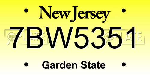 7BW5351 New Jersey License Plate