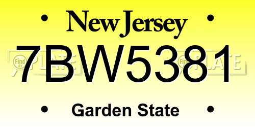 7BW5381 New Jersey License Plate