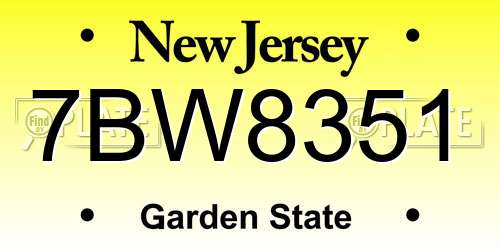 7BW8351 New Jersey License Plate