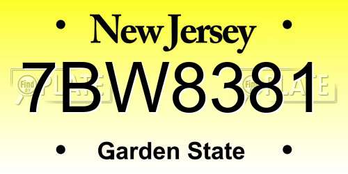 7BW8381 New Jersey License Plate