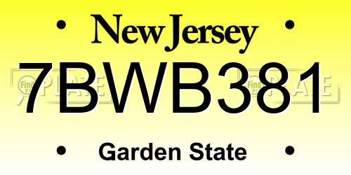 7BWB381 New Jersey License Plate