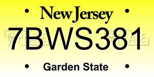 7BWS381 New Jersey License Plate