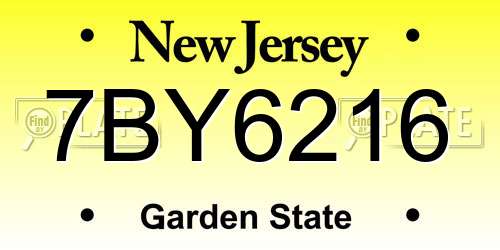 7BY6216 New Jersey License Plate