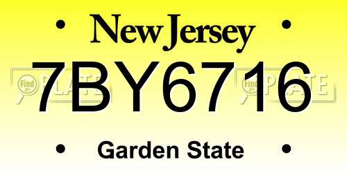7BY6716 New Jersey License Plate