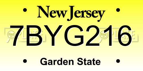 7BYG216 New Jersey License Plate