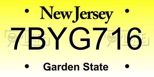 7BYG716 New Jersey License Plate