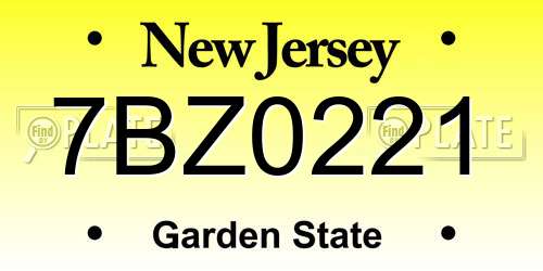 7BZ0221 New Jersey License Plate