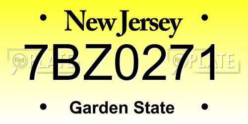 7BZ0271 New Jersey License Plate