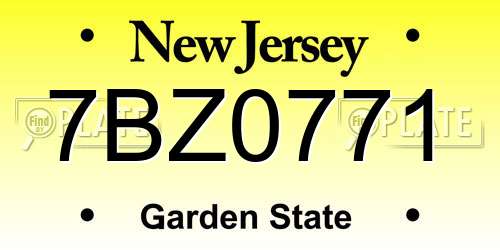 7BZ0771 New Jersey License Plate