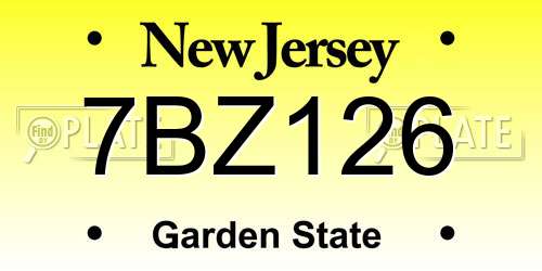 7BZ126 New Jersey License Plate