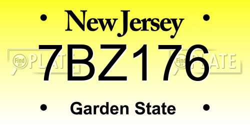 7BZ176 New Jersey License Plate