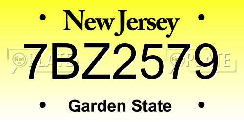 7BZ2579 New Jersey License Plate