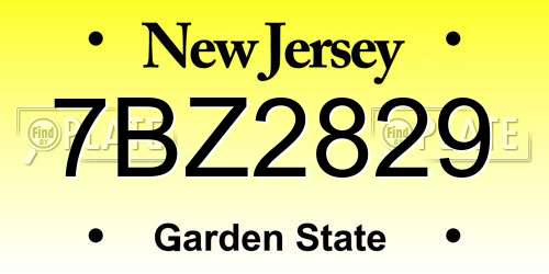 7BZ2829 New Jersey License Plate