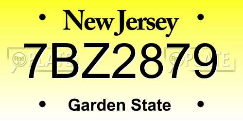 7BZ2879 New Jersey License Plate